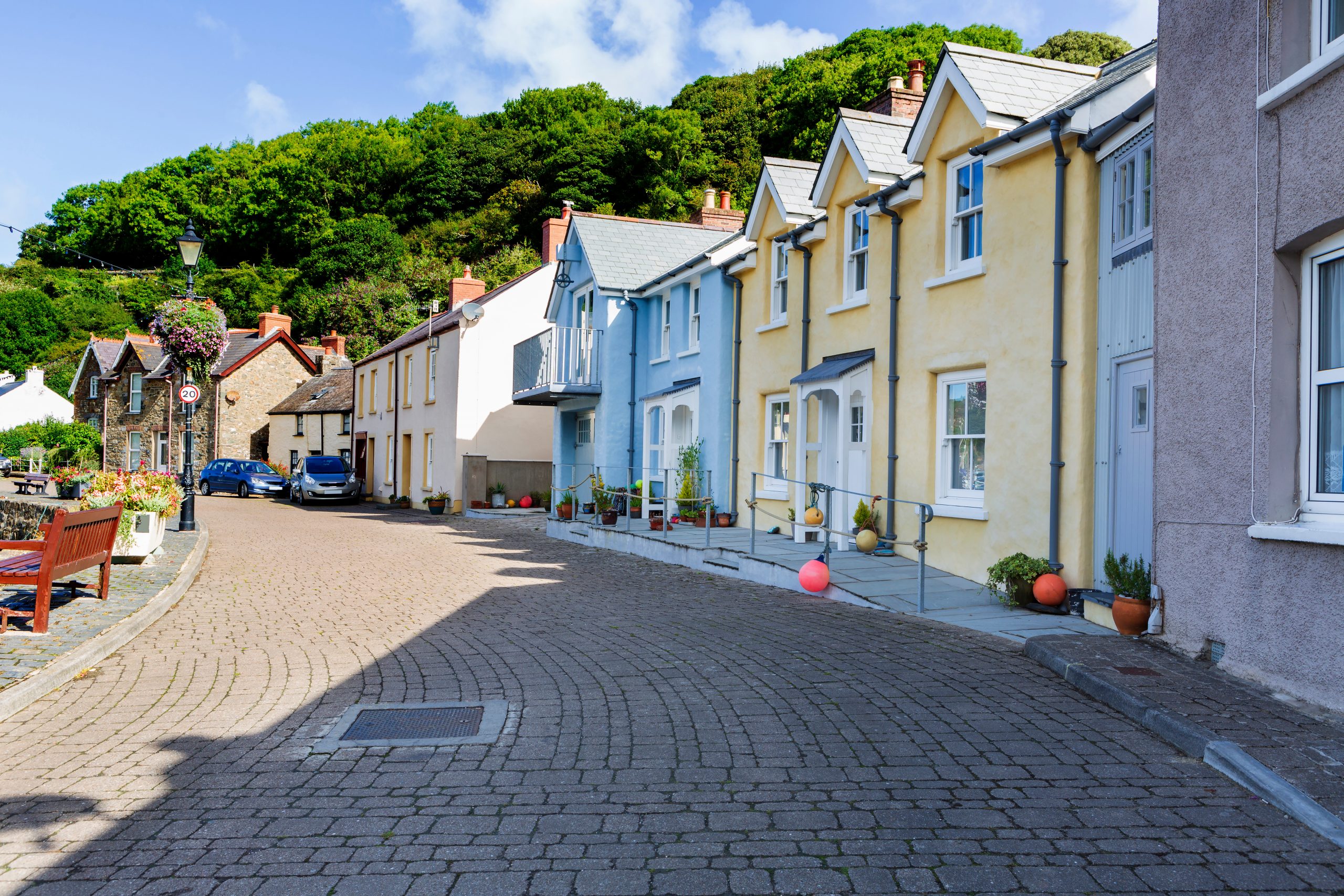 Pretty colourful houses, Fishguard, Wales UK