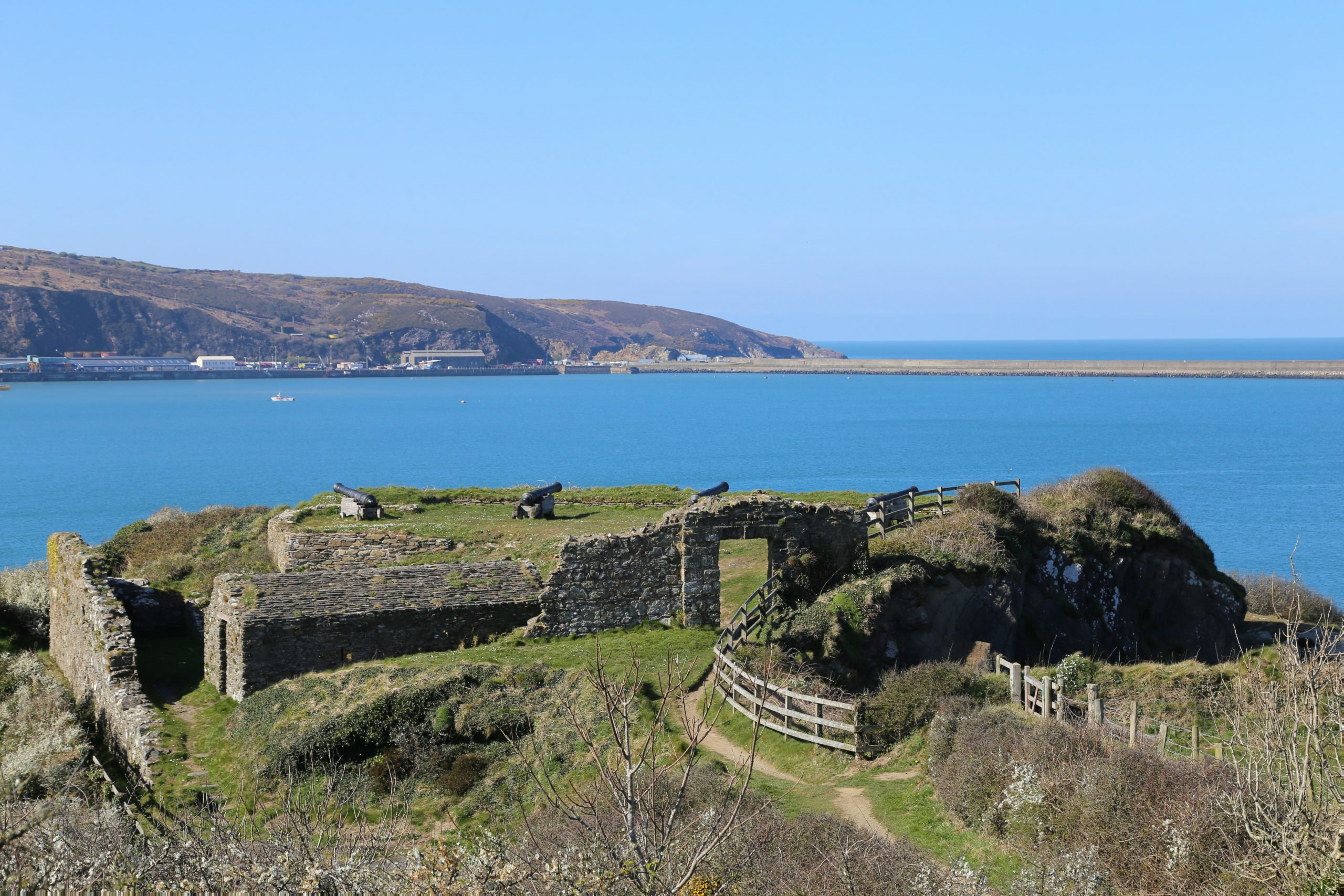 The ruins of the old artillery fort on Castle Point headland at